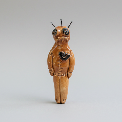 Stitched Poppet Ceramic Figurine – Voodoo Protector, 8 × 3 × 1.5 cm by Red Raven Pottery