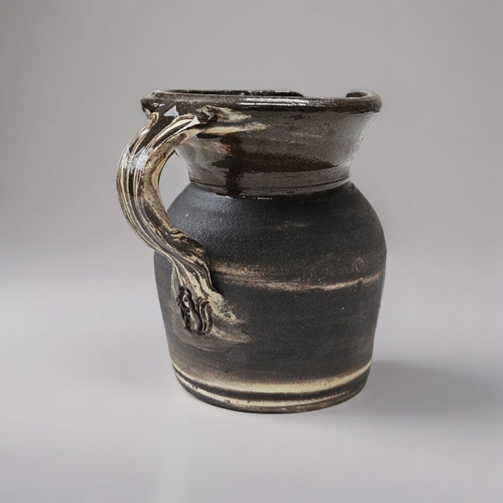 Stone Whisper Ceramic Pitcher – Quiet Pouring Ritual, Ø7.5×9 cm by Red Raven Pottery