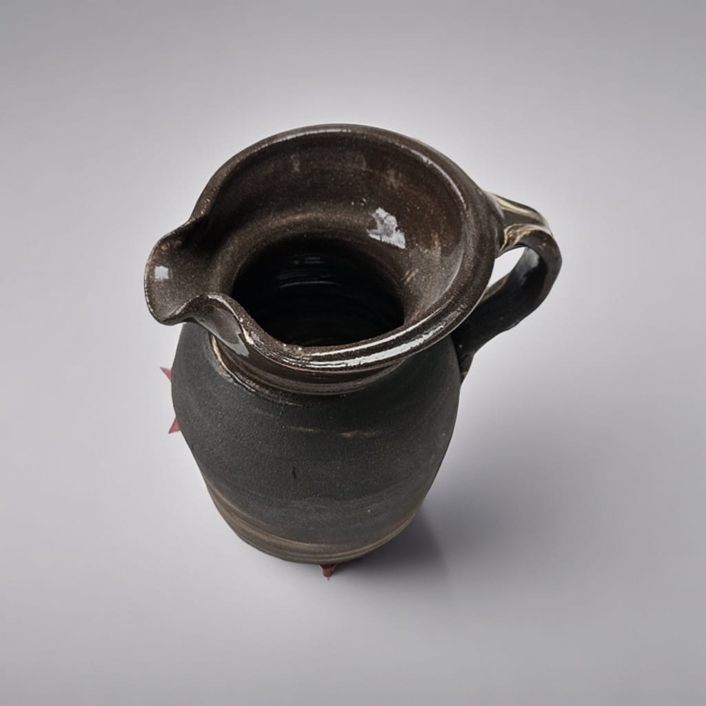 Stone Whisper Ceramic Pitcher – Quiet Pouring Ritual, Ø7.5×9 cm by Red Raven Pottery