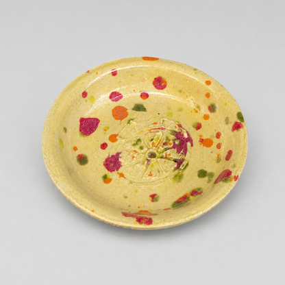 Summer Orchard Ceramic Incense Holder – Sunlit Ritual Dish, Ø8.5 × 1 cm by Red Raven Pottery