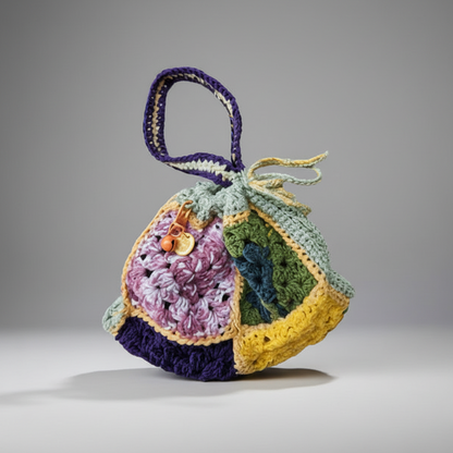 Sunburst Revival Crochet Bag – Granny Square Hippie Handbag , 22 × 18 cm by Hook & Hex