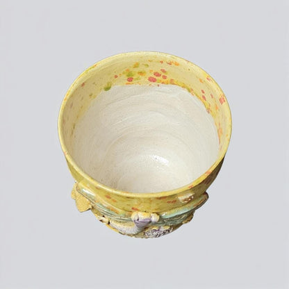 Sunlit Dragonfly Ceramic Planter – Freckled Renewal Vessel, Ø10×9 cm by Red Raven Pottery