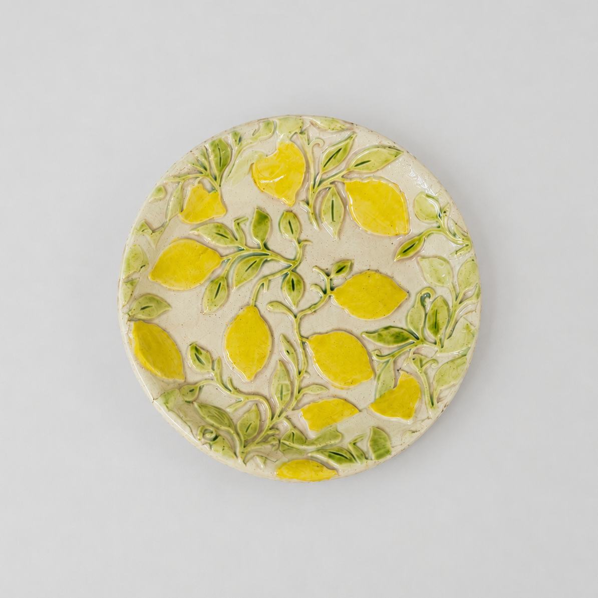 Sunlit Lemon Ceramic Dish Set – Mediterranean Table Trio, Ø16 / 14.5 / 12 × 2 cm by Red Raven Pottery