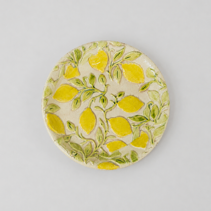 Sunlit Lemon Ceramic Dish Set – Mediterranean Table Trio, Ø16 / 14.5 / 12 × 2 cm by Red Raven Pottery