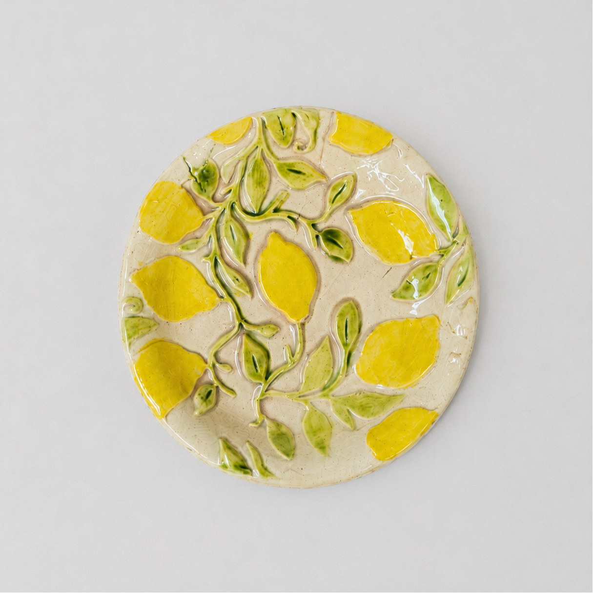 Sunlit Lemon Ceramic Dish Set – Mediterranean Table Trio, Ø16 / 14.5 / 12 × 2 cm by Red Raven Pottery