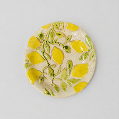 Sunlit Lemon Ceramic Dish Set – Mediterranean Table Trio, Ø16 / 14.5 / 12 × 2 cm by Red Raven Pottery