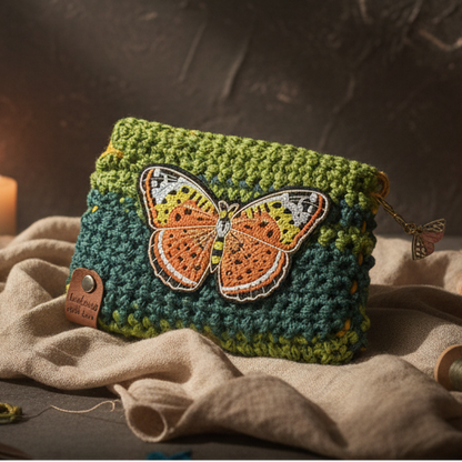 Sunset Wings Crochet Wallet – Butterfly Charm Purse, 15 × 11 cm by Hook & Hex