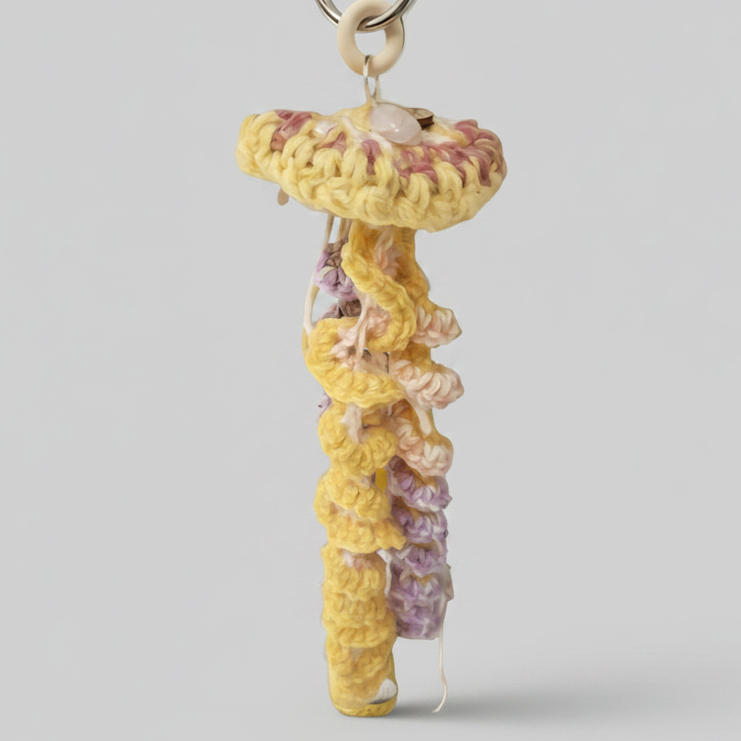Sunspell Jellyfish Crochet Hanging – Rose Quartz Drift for Gentle Spaces, 30cm by Hook & Hex