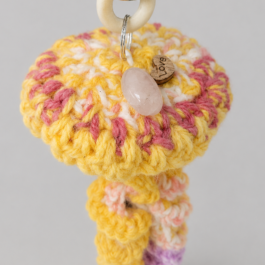 Sunspell Jellyfish Crochet Hanging – Rose Quartz Drift for Gentle Spaces, 30cm by Hook & Hex
