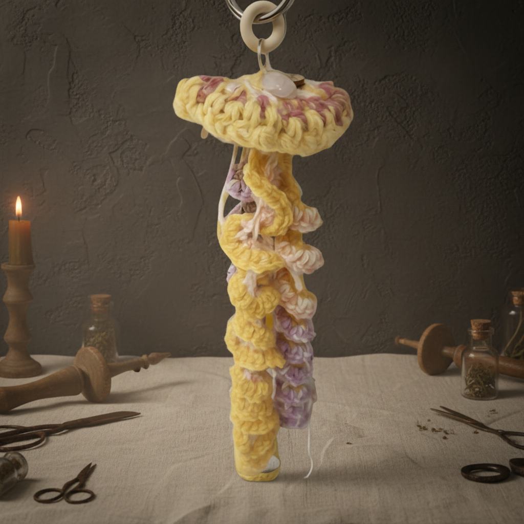 Sunspell Jellyfish Crochet Hanging – Rose Quartz Drift for Gentle Spaces, 30cm by Hook & Hex