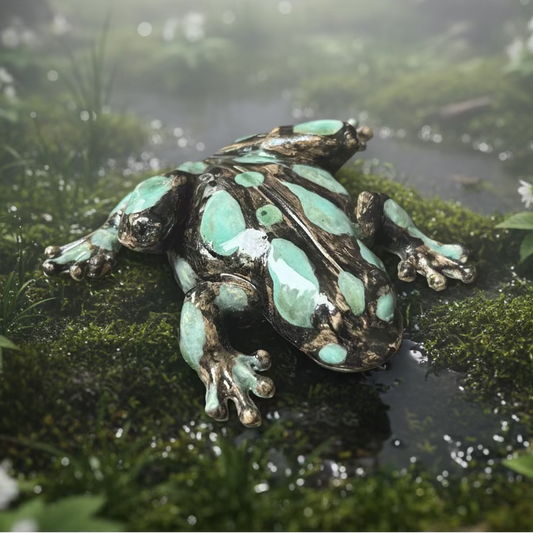 Swamp Sentinel Ceramic Figurine – Mossbound Watcher, 10×12×2.5 cm by Red Raven Pottery
