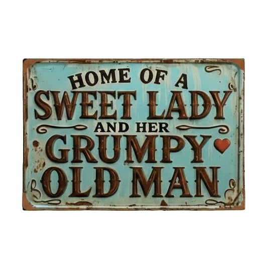 Sweet Lady & Grumpy Old Man Wooden Sign – Playful Couple’s Wall Decor, 15×20 cm