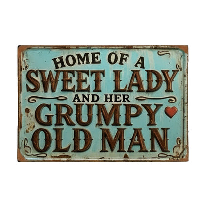 Sweet Lady & Grumpy Old Man Wooden Sign – Playful Couple’s Wall Decor, 15×20 cm