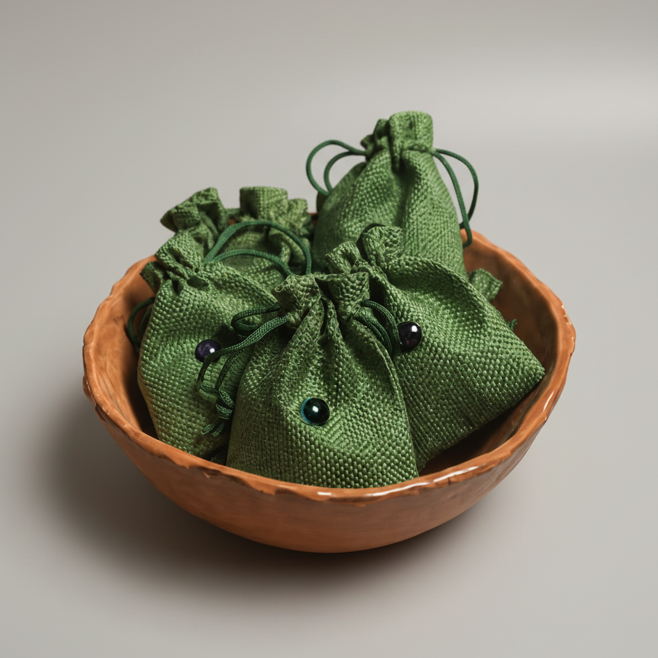 Talisman Hex Bag – Spirit Tool for Ritual & Everyday Magic, 7x9 cm by Hook & Hex with Handmade Ceramic Charm by Red Raven Pottery
