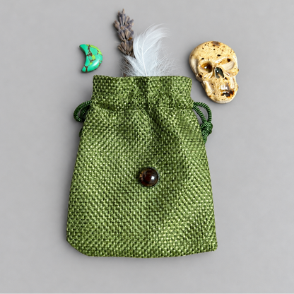 Talisman Hex Bag – Spirit Tool for Ritual & Everyday Magic, 7x9 cm by Hook & Hex with Handmade Ceramic Charm by Red Raven Pottery