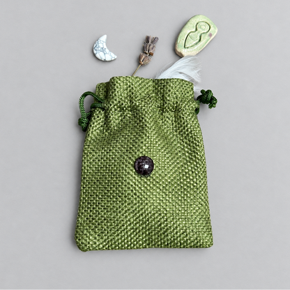 Talisman Hex Bag – Spirit Tool for Ritual & Everyday Magic, 7x9 cm by Hook & Hex with Handmade Ceramic Charm by Red Raven Pottery