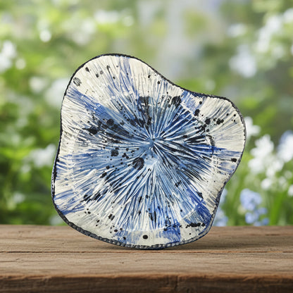 Temporal Rift Ceramic Plate – Time Pressed Into Stone, Ø23×4 cm by Red Raven Pottery