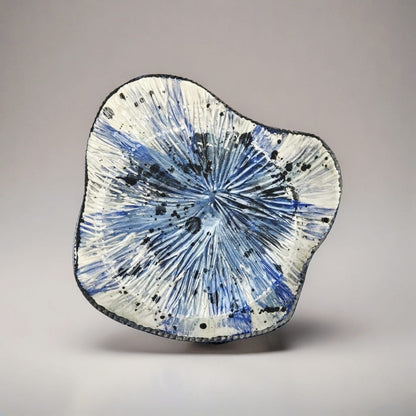 Temporal Rift Ceramic Plate – Time Pressed Into Stone, Ø23×4 cm by Red Raven Pottery