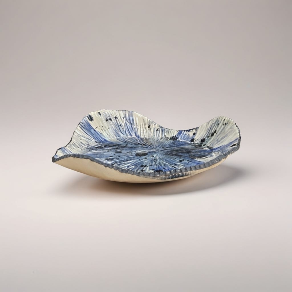 Temporal Rift Ceramic Plate – Time Pressed Into Stone, Ø23×4 cm by Red Raven Pottery