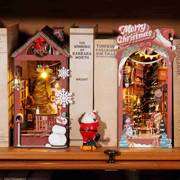 Christmas Cabin DIY Wooden Book Nook Kit – Fairytale Holiday Scene, 206 Pieces by Robotime