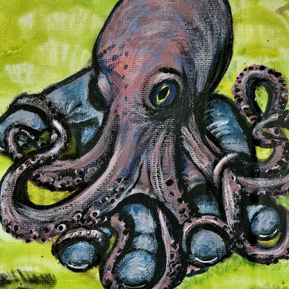 The Encounter Original Acrylic Painting – Octopus Wall Art, 32×23.5 cm by Hook & Hex