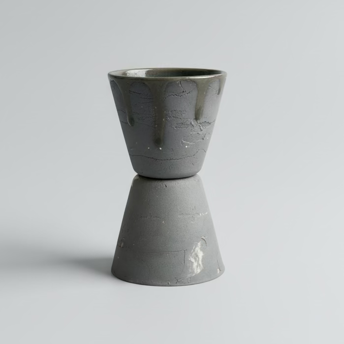 Thermal Mud Ceramic Planter – Elevated Form for Rooted Growth, Ø7×12 cm by Red Raven Pottery