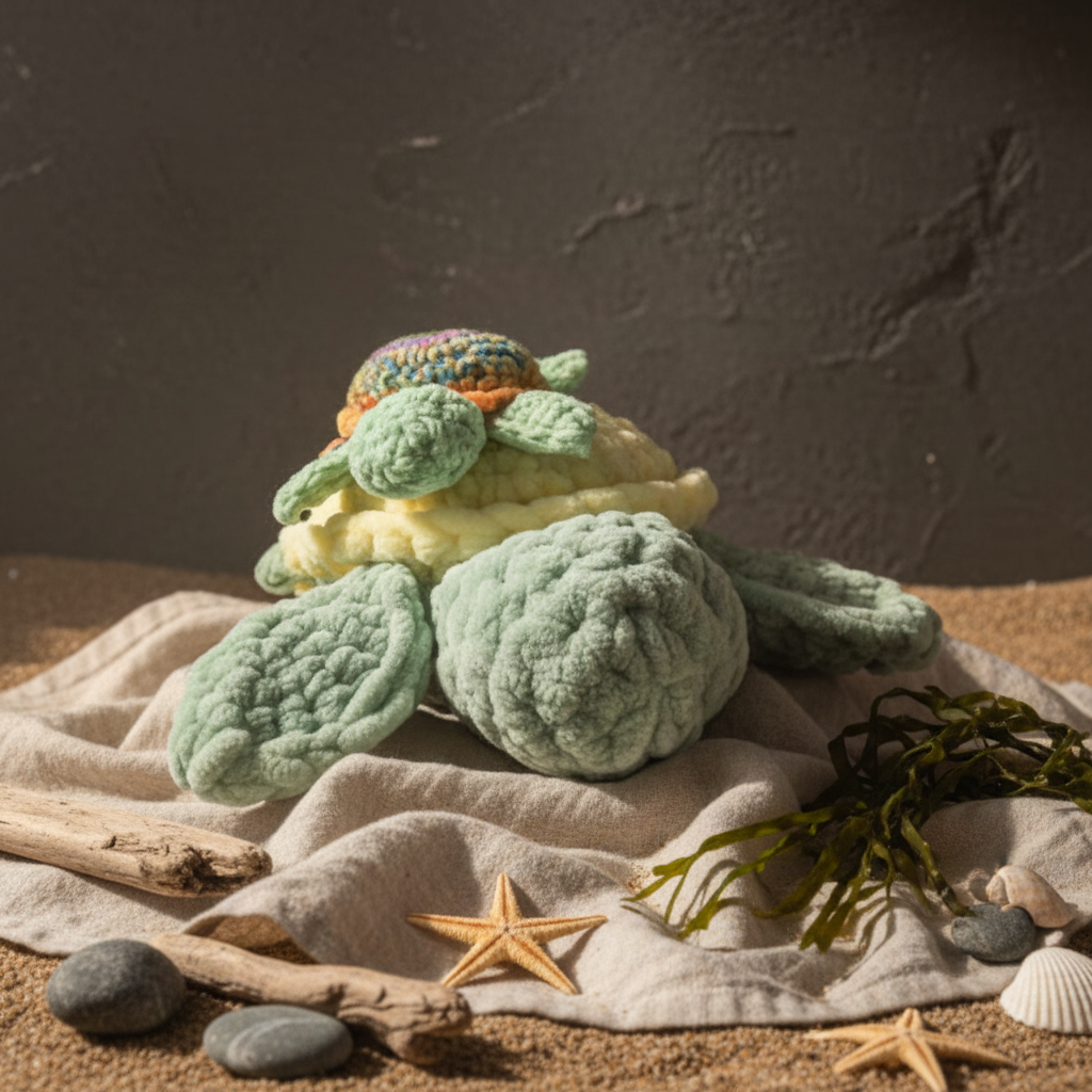 Tidebound Crochet Turtle Duo – Symbol of Care and Connection, 20 cm by Hook & Hex