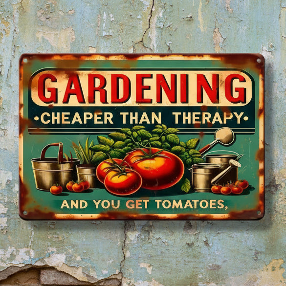 Tomato Therapy Wooden Sign – Humorous Garden Wall Art, 15×20 cm