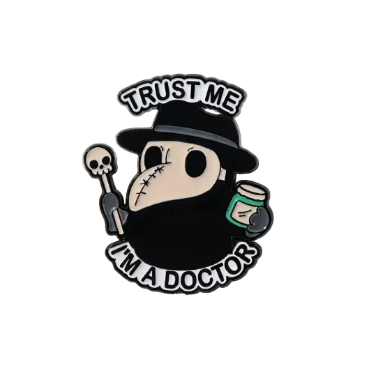 Trust Me I’m a Doctor Lapel Pin – Plague Doctor Metal Badge, 2 × 3 cm