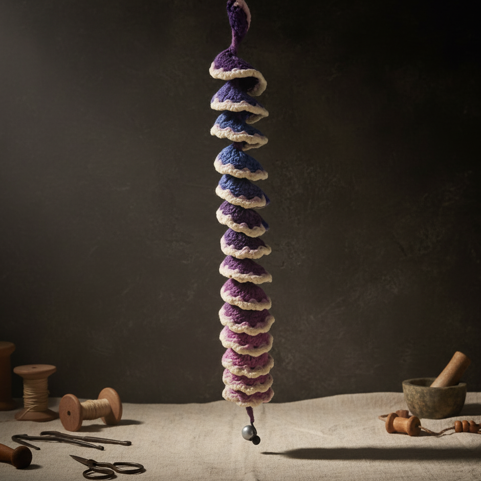 Twilight Cascade Crochet Hanging – Spiral Charm for Grounding Flow, 70 cm by Hook & Hex