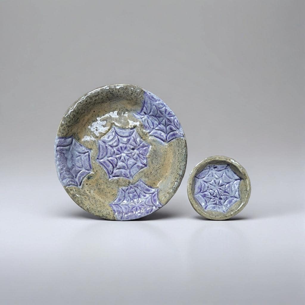 Twilight Threads Ceramic Trinket Dish – Webbed Jewelry Catchall, various sizes by Red Raven Pottery