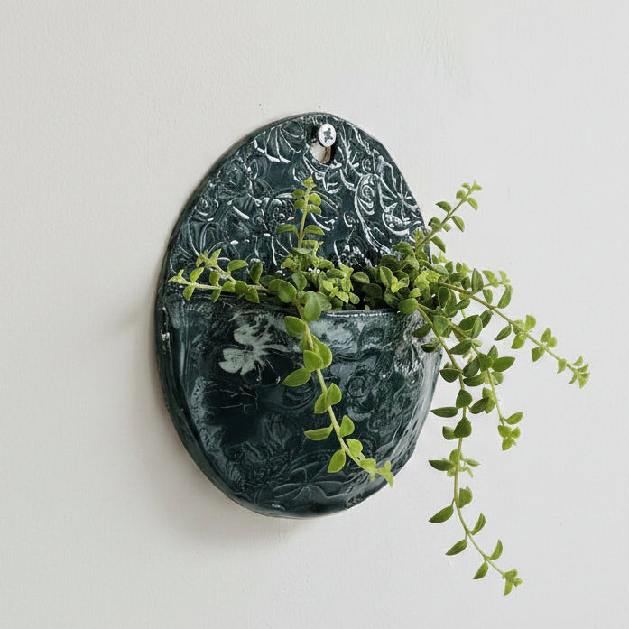 Urban Jungle Ceramic Wall Planter – Small Pocket for Green Allies, various colors & sizes by Red Raven Pottery