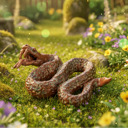 Venomous Serpent Ceramic Figurine – Quiet Guardian of Renewal, 13×10×4.5 cm by Red Raven Pottery