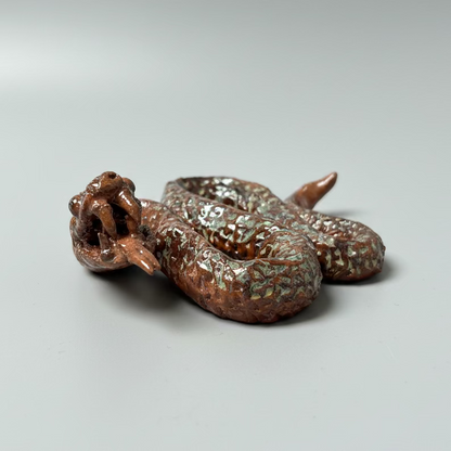 Venomous Serpent Ceramic Figurine – Quiet Guardian of Renewal, 13×10×4.5 cm by Red Raven Pottery