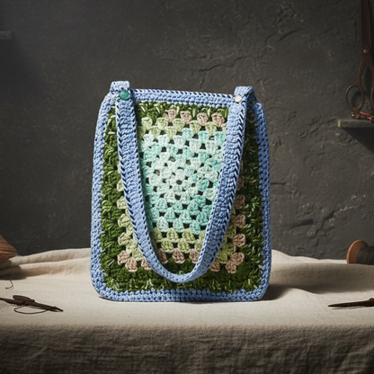 Verdant Grove Crochet Bag – Granny Square Carryall, 25×25 cm by Hook & Hex