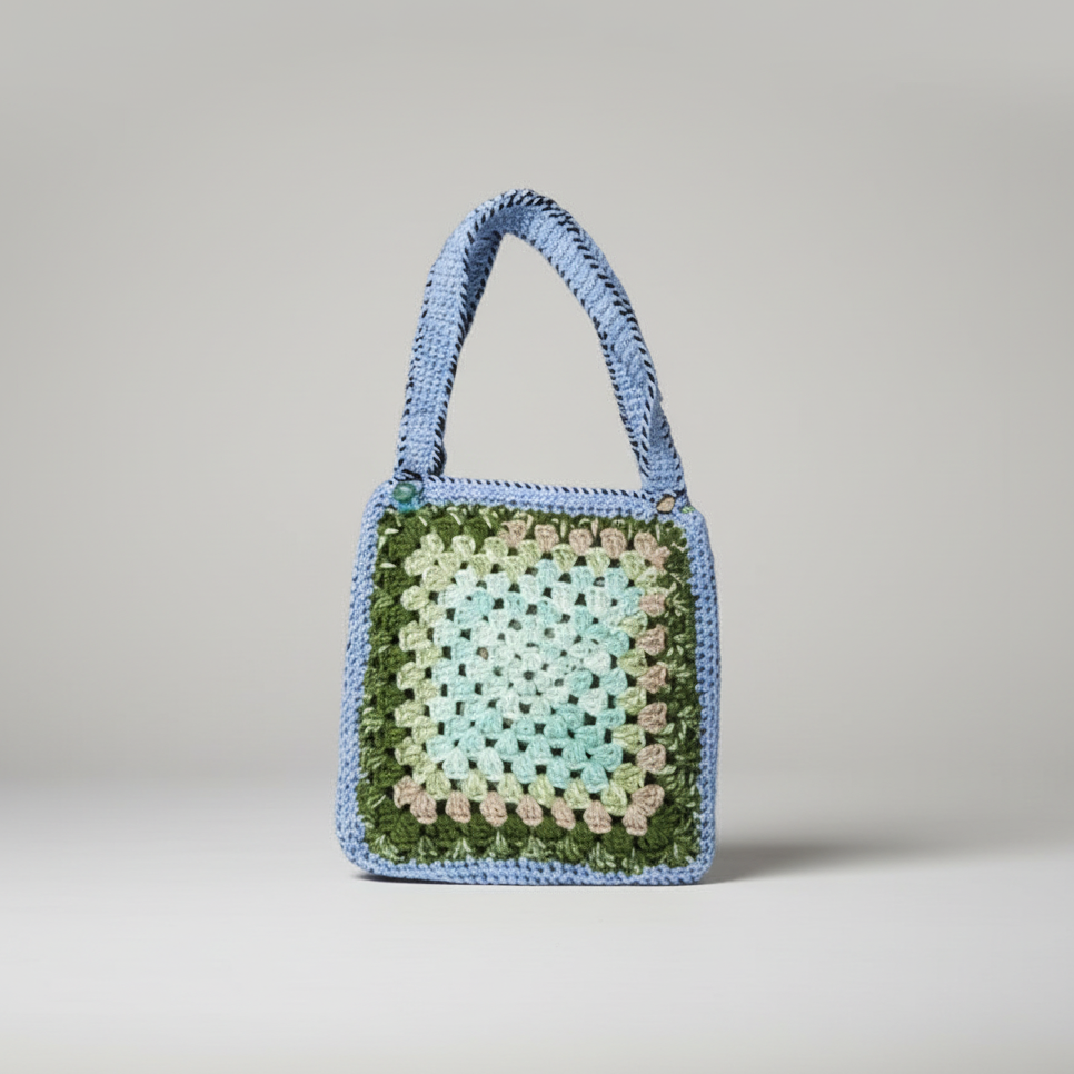 Verdant Grove Crochet Bag – Granny Square Carryall, 25×25 cm by Hook & Hex