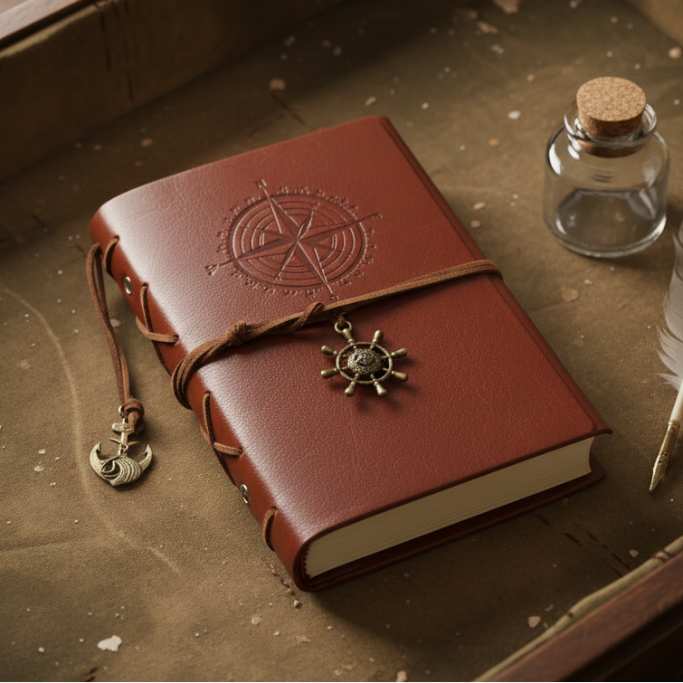 Voyager’s Ledger Journal – Timeless Reflection Diary, 14×19 cm