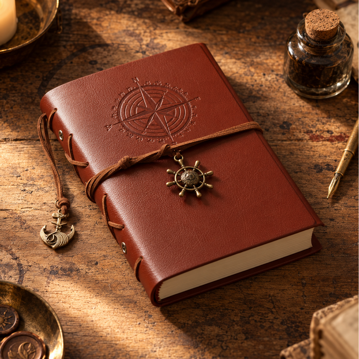 Voyager’s Ledger Refillable Journal – Manifestation & Intention Notebook, 14 × 19 cm