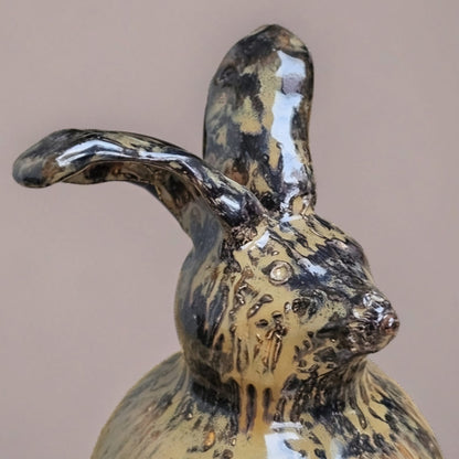 Watchful Ceramic Bunny Figurine – Keeper Of Renewal, Ø10×19 cm by Red Raven Pottery