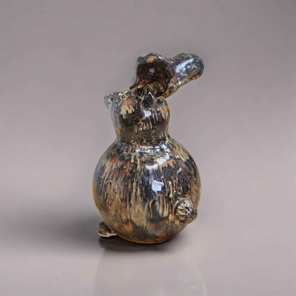 Watchful Ceramic Bunny Figurine – Keeper Of Renewal, Ø10×19 cm by Red Raven Pottery