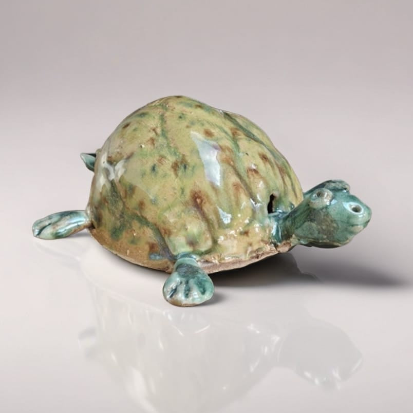 Watchful Ceramic Turtle Figurine – Symbol of Patience and Endurance, Ø8×12 cm by Red Raven Pottery