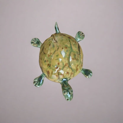 Watchful Ceramic Turtle Figurine – Symbol of Patience and Endurance, Ø8×12 cm by Red Raven Pottery