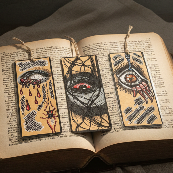 Watchful Eye Illustrated Bookmark – Mysterious Reading Companion, 18 cm by Hook & Hex