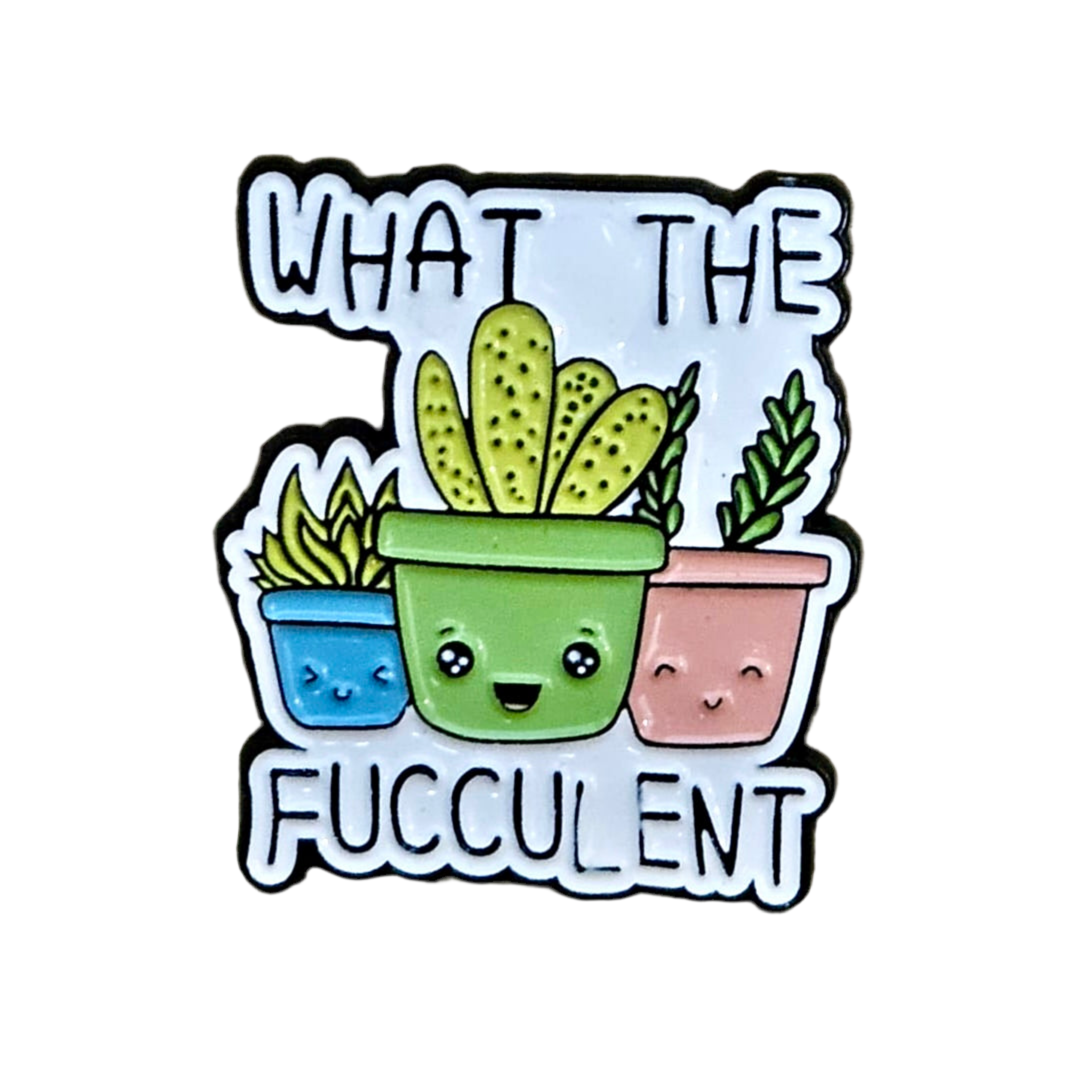 What the Fucculent Lapel Pin – Cheeky Succulent Metal Badge, 3 × 3 cm