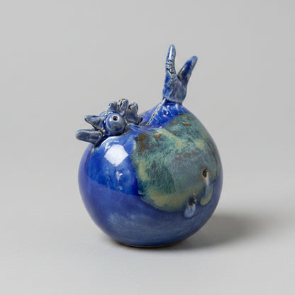 Whimsical Ceramic Chicken Figurine – Playful Farmyard Accent, Ø5.5×7 cm by Red Raven Pottery