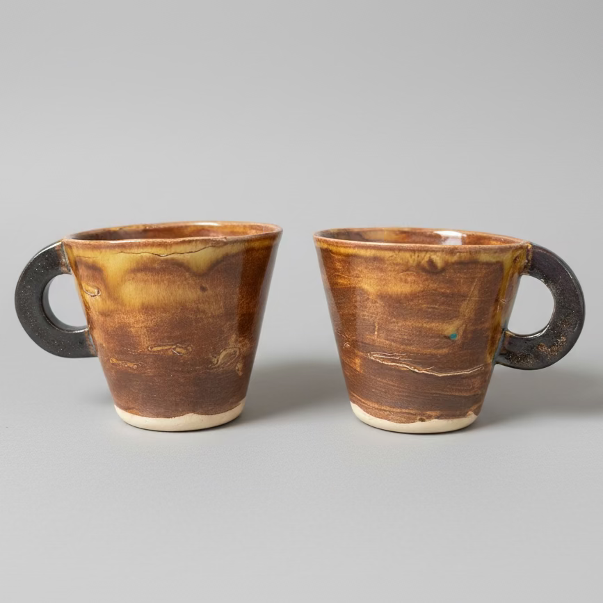 Wicca Cat Ceramic Espresso Cups – Third Eye Familiar Duo, Ø6.5×5.5 cm by Red Raven Pottery