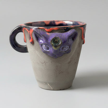 Wicca Cat Ceramic Mug – Familiar Spirit Vessel, Ø8.5×8.5 cm by Red Raven Pottery