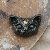 Wicca Cat Plaster Fridge Magnet - Familiar Spirit Studio Cast Ornament, 6 x 4 x 1.5 cm