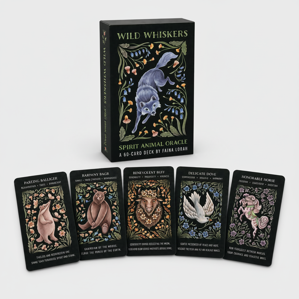 Wild Whiskers Oracle Deck – Guidance by Spirit Animal Wisdom, 60 cards, 6×10 cm