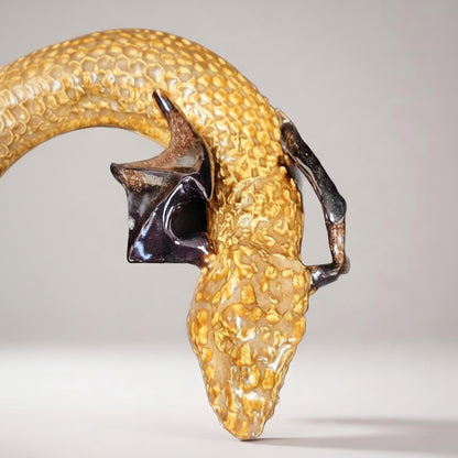 Winged Serpent Ceramic Wall Hanging – Myth & Fantasy Figurine, 19×10 cm by Red Raven Pottery
